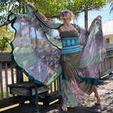 SO BOHO / Designer 100% Silk Kimono Boho Maxi Dress Floral Angel Petchwork Luxury Resort Wear Concept Upcycled