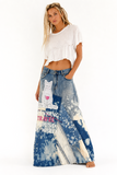 Drink Around the World / Avant-garde Designer Maxi Skirt Upcycled Recycled Denim Chic Concept Street wear