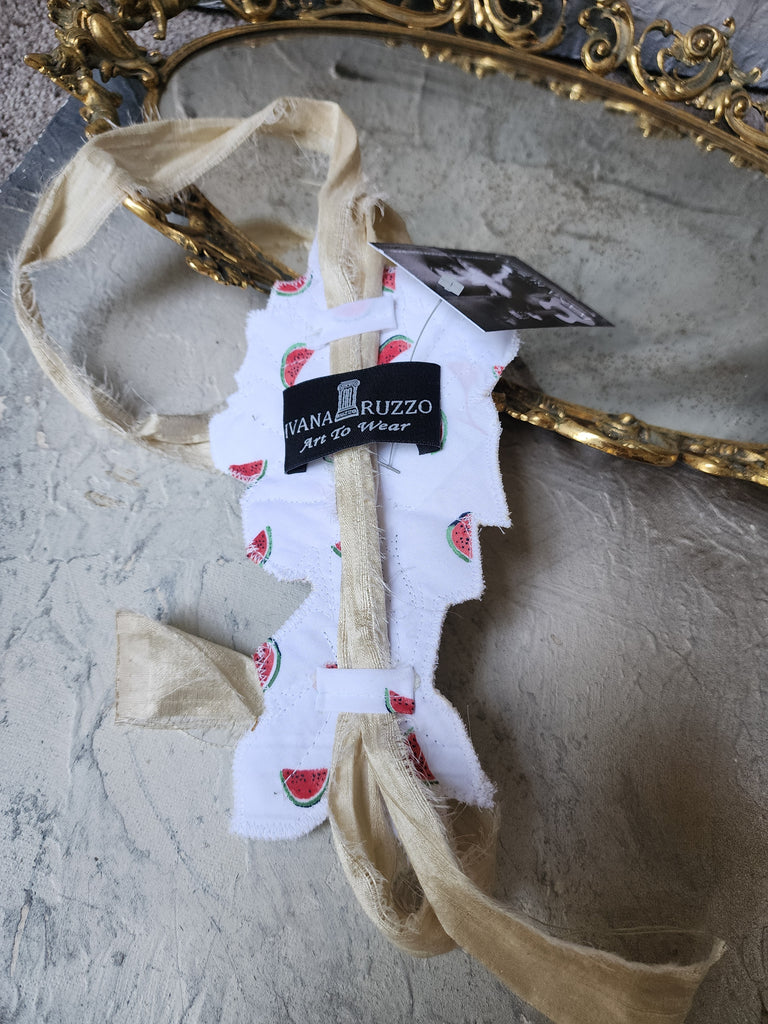 Sweet Mademoiselle / Cottage Bowtie Large English Rose Jabot Vintage Lace Linen Romantic Botanical Victorian Rose Tie
