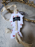 Sweet Mademoiselle / Cottage Bowtie Large English Rose Jabot Vintage Lace Linen Romantic Botanical Victorian Rose Tie