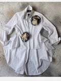 Larisa High-Low / Designer White Top Cottage Concept Avangard Artisan Rose Pin Capsule Collection Distressed European Vintage