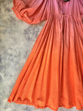 Ombré Tangerine Halyna / Designer Dress Upcycled Ombré Pink Tangerine Shabby Chic Cottage Butterfly JabotPatched Logo Monogram