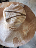 Comtesse La Fleur / Designer Top Hat Upcycled Raw Wide-Brim Rose Pin Pearl Embellishment Patched Artisan Hat