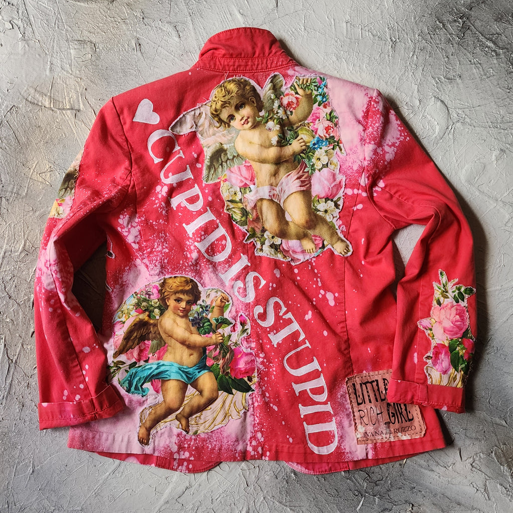 "CUPD IS STUPID"  / Angel Designer Jacket Cottage Patched Avangard Boho Artisan Distressed European