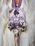 Mademoiselle Camellia/ Patchwork Caller Lady Jabot Bowtie Rose Pearl Medallion BowTie 100% European Cotton Shabby Chic Victorian