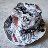 SOUTH STARS / Designer Top Hat Shabby Chic Hat Upcycled Distressed Denim Bohemian style Hat Hand Stitched Top Hat Patchwork