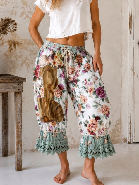 Venetian Rose / Bloomers Victorian Pants Shabby Chic Aplique Botticelli Venus Portrait Patchwork Romantic Chic Patched Avant-garde