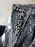SAINT AND RELIC NUMBER 5 / AVANT-GARDE TOP HAT SKULL APLIQUE UPCYCLED BLACK DENIM SCULPTURED ARTISAN HAT