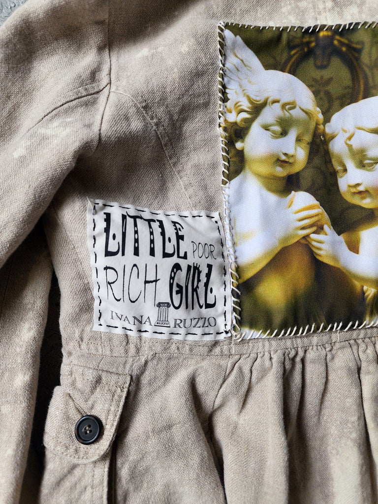 Guardian Soul / Designer Jacket Cottage Linen Patched Avangard Boho Artisan Distressed European Vintage