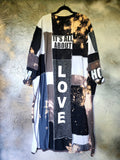 Love / Avant-garde Top Tunic Dress Black White Designer Up-cycled Clothing Patchwork Raw Vintage Cotton