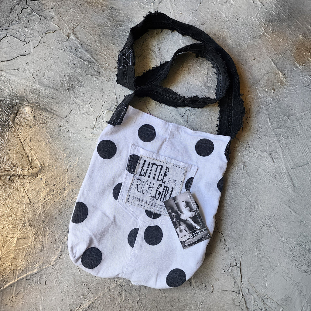 "Polka Polka Dot " / Boho Bag Red Rose Vintage Polkadot European Cotton Crossbody Designer appliqué logo
