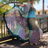 SO BOHO / Designer 100% Silk Kimono Boho Maxi Dress Floral Angel Petchwork Luxury Resort Wear Concept Upcycled
