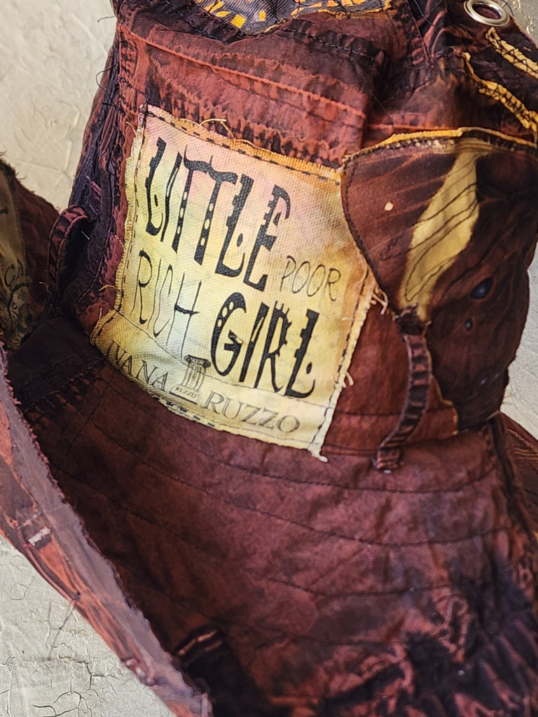Melanitis Leda / Designer Top Hat Upcycled Raw Wide-Brim Butterfly Patched Artisan Hat Avant-Garde Sculptural Hat
