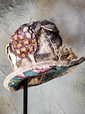 Turtle Beach / Patchwork Hunter Bucket Hat Floral Sculptured Designer Top Hat Quilt Patchwork Top Hat Vintage Cotton Hat