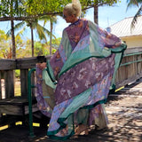 SO BOHO / Designer 100% Silk Kimono Boho Maxi Dress Floral Angel Petchwork Luxury Resort Wear Concept Upcycled