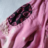 DOGS AND HEARTS / Designer Hot Pink Denim Jumpsuit Romper Unique Concept Wear Avangard Fashion Shabby Chic