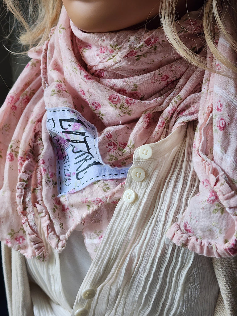 Lisette Gardens / Cottage Botanical Bandana Bowtie 100% Cotton Avantgarde Artisan Hand-Stitched Scarf Victorian Neck Wrap