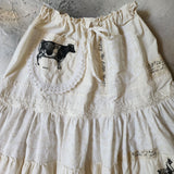 OINK OINK /  Designer Maxi Skirt Boho Vintage Boro Patchwork Upcycled Antique Lace Sustainable Off-White Cotton Ruffle Skirt
