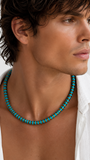 Snake Island / Surf Choker Natural Blue Stone Turquoise Unique Beaded Necklace for Men