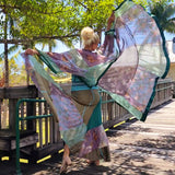 SO BOHO / Designer 100% Silk Kimono Boho Maxi Dress Floral Angel Petchwork Luxury Resort Wear Concept Upcycled