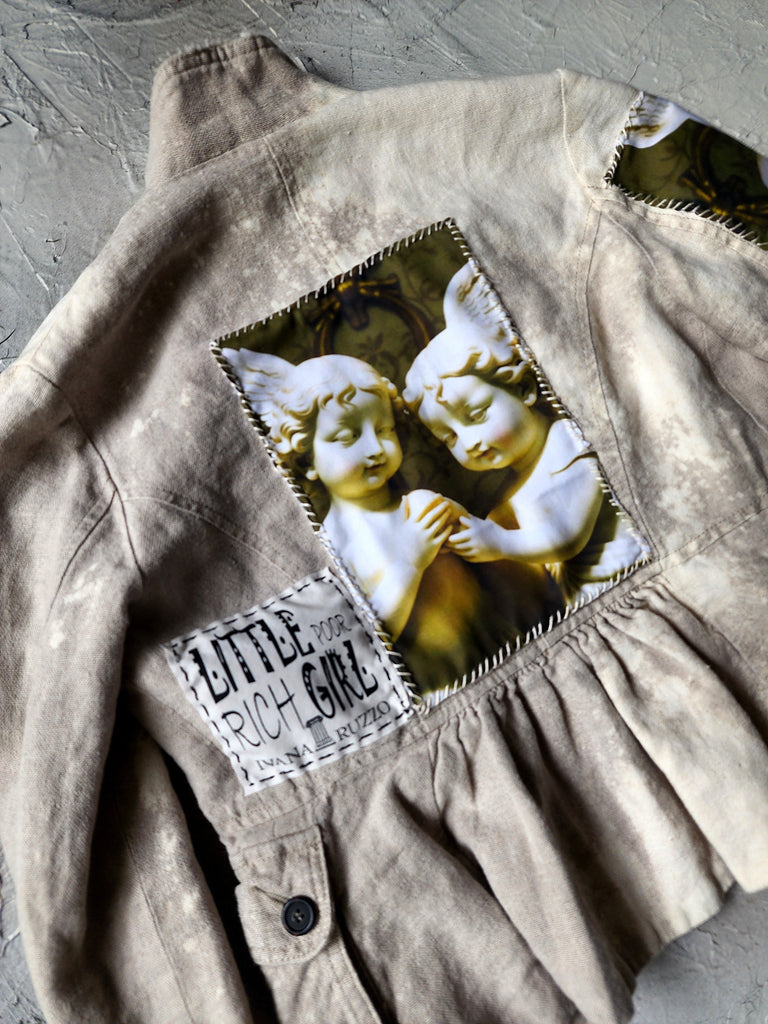 Guardian Soul / Designer Jacket Cottage Linen Patched Avangard Boho Artisan Distressed European Vintage