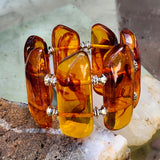 Look Into the Sun / Beeswax Lab Amber silver plated Resin atural Polymer Large Amber Bracelet Honey Color