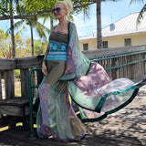 SO BOHO / Designer 100% Silk Kimono Boho Maxi Dress Floral Angel Petchwork Luxury Resort Wear Concept Upcycled