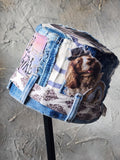 British Lord / Designer Top Hat Upcycled Raw Patch Dog Cameo Gold Frame Artisan Hat Artisan Hat Avant-Garde Sculptural Hat