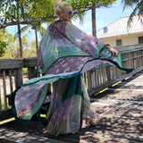 SO BOHO / Designer 100% Silk Kimono Boho Maxi Dress Floral Angel Petchwork Luxury Resort Wear Concept Upcycled
