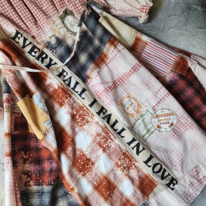 EVERY FALL I FALL IN LOVE  /Cottage Patched Avangard Coat Designer Jacket Artisan Distressed Buttondown Art