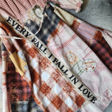 EVERY FALL I FALL IN LOVE  /Cottage Patched Avangard Coat Designer Jacket Artisan Distressed Buttondown Art