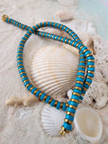 Snake Island / Surf Choker Natural Blue Stone Turquoise Unique Beaded Necklace for Men
