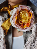Golden Frost / Cottage Jabot Silk Romantic Flower Fabric Rose Gold Camellia Bowtie Antique Lace 20th century 60s archives