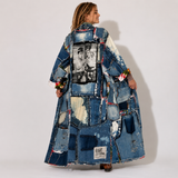 Marilyn Tattoo Shop / Boho Kimono Duster Upcycled Vintage Denim Concept Tatoo Marilyn Monroe Patchwork Avant-gardeKimono