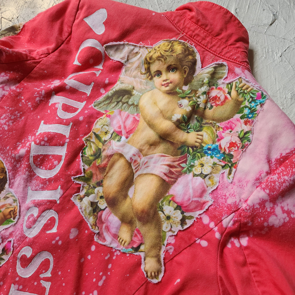 "CUPD IS STUPID"  / Angel Designer Jacket Cottage Patched Avangard Boho Artisan Distressed European