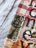 OLD MONEY CRAVAT / Shabby Chic Tie Jabot Bohemian Upcycled Plaid Boho Necklace Upcycled Cottage Patched Artisan Bowtie