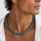 Snake Island / Surf Choker Natural Blue Stone Turquoise Unique Beaded Necklace for Men