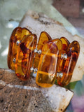Look Into the Sun / Beeswax Lab Amber silver plated Resin atural Polymer Large Amber Bracelet Honey Color