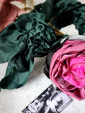 Madame Veronica / Vintage Lace Silk  Cottage Romantic Flower Large Edwardian French Rose BowtieJabot Boho