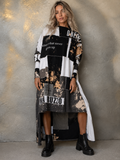Love / Avant-garde Top Tunic Dress Black White Designer Up-cycled Clothing Patchwork Raw Vintage Cotton