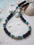 On The Wave / Large Surf Choker Natural Blue Stone Chrome Lava Unique Beaded Necklace for Men