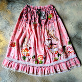 High Tea / Maxi Skirt Vintage Lace Cottage European Cotton Tea Cup Butterfly Rose Bird Boho style Upcycled Recycled Hand Stitched