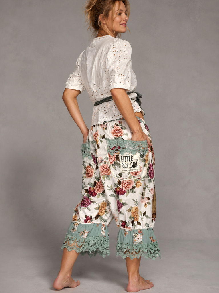 Venetian Rose / Bloomers Victorian Pants Shabby Chic Aplique Botticelli Venus Portrait Patchwork Romantic Chic Patched Avant-garde