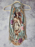 VENUS  / Vintage Gold Lace Botticelli Venus Portrait Jabot Cottage Romantic Flower Large Edwardian Shabbychic Baroque Rose Bowtie