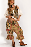 Parisian Maneki-Neko / Bloomers Victorian Pants Shabby Chic Ruffles Rose Cat Patchwork Golden Lace Romantic Chic Patched Avant-garde Aplique