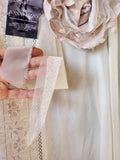 Quiet Drama / Bohemian Blouse Ivory Textured Lace Avant-garde Organic Drape Large Sculptural Rose Silk Fabric Flower