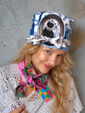 British Lord / Designer Top Hat Upcycled Raw Patch Dog Cameo Gold Frame Artisan Hat Artisan Hat Avant-Garde Sculptural Hat