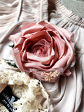 Laid Back Jen / Vintage Lace Silk Pelerina Kaput Cottage Romantic Flower Big Rose Jabot Bowtie Boho