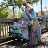 SO BOHO / Designer 100% Silk Kimono Boho Maxi Dress Floral Angel Petchwork Luxury Resort Wear Concept Upcycled