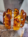 Look Into the Sun / Beeswax Lab Amber silver plated Resin atural Polymer Large Amber Bracelet Honey Color